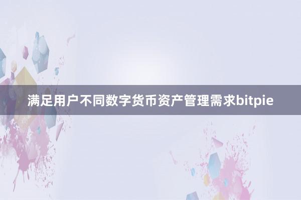 满足用户不同数字货币资产管理需求bitpie