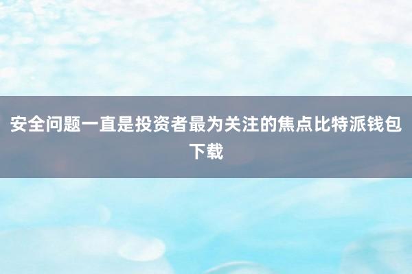 安全问题一直是投资者最为关注的焦点比特派钱包下载