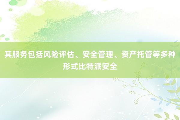 其服务包括风险评估、安全管理、资产托管等多种形式比特派安全