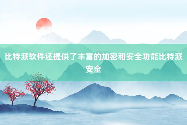 比特派软件还提供了丰富的加密和安全功能比特派安全